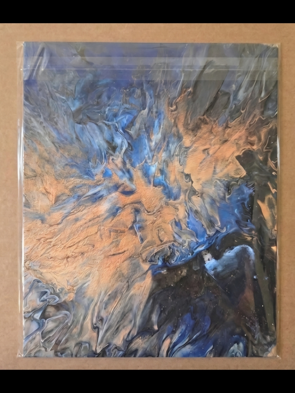 Contemporary Blue and Gold Abstract Mixed Media Wall Art
